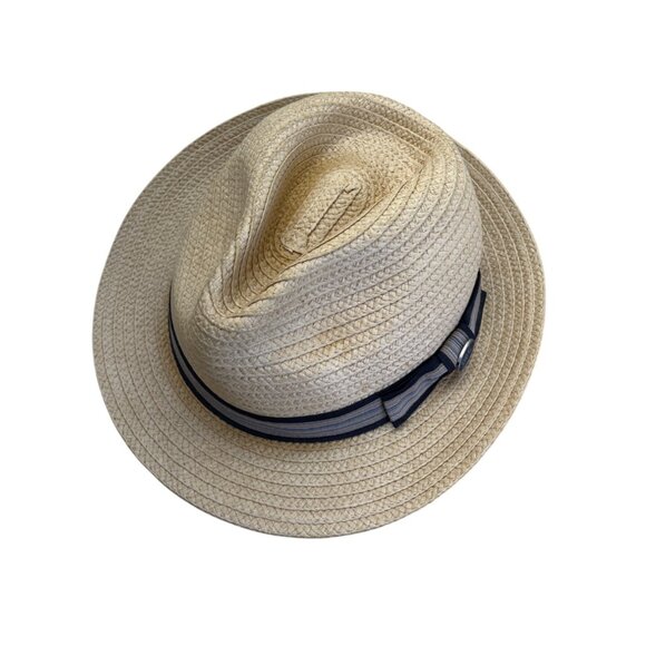 Mens Dorfman Pacific Co. Straw Fedora Hat With Black & Beige Striped Band - Picture 11 of 12